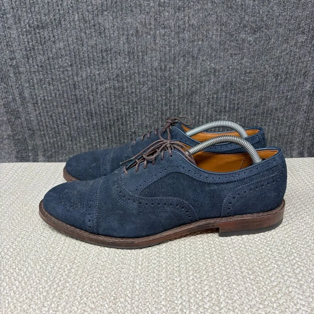 Allen Edmonds Strand Cap Toe Oxfords Navy Blue Suede Dress Shoes Men’s 10 D